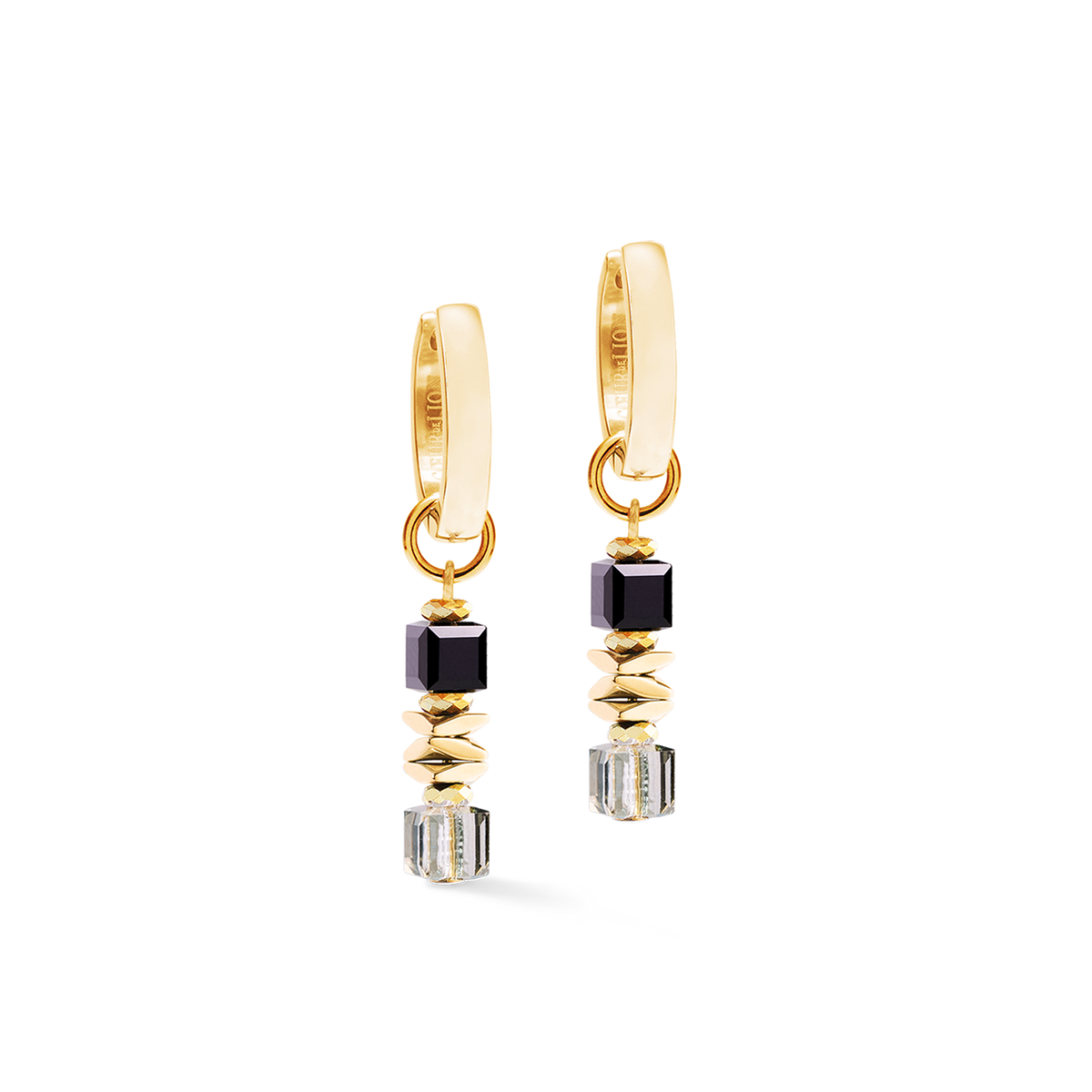 Hoop Earrings Wave Cube Flow gold-black