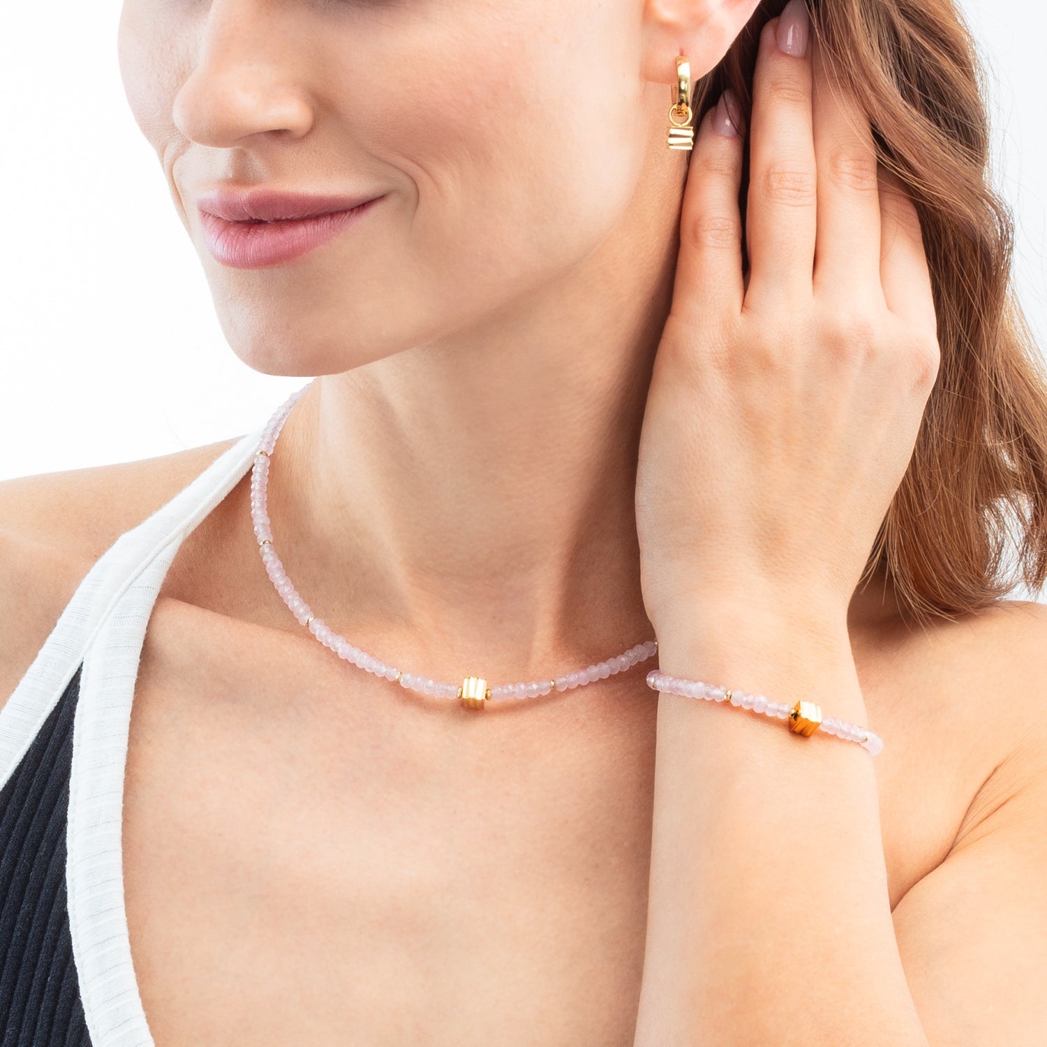 Bracelet Wave Essence Pink Jade Gold