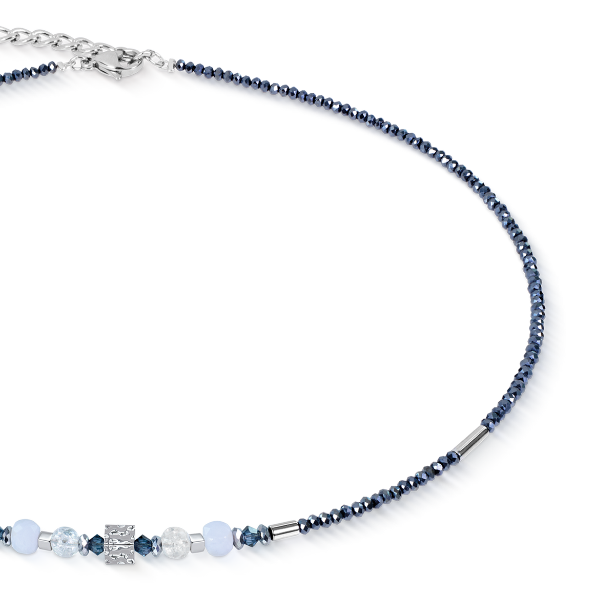 Necklace Cube Balance Blue Mist