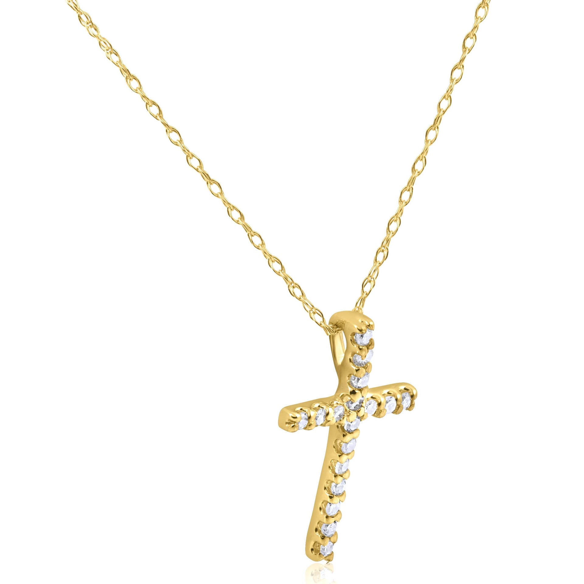 1/10ct Diamond Cross Pendant 10K Yellow Gold