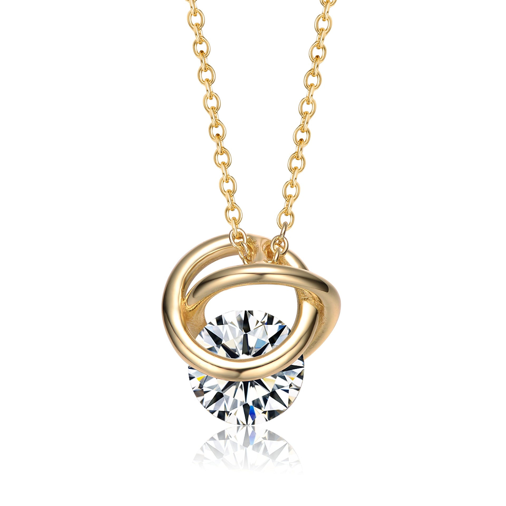 Sterling Silver 14k Yellow Gold Plated with 1.20ct Lab Created Moissanite Necklace