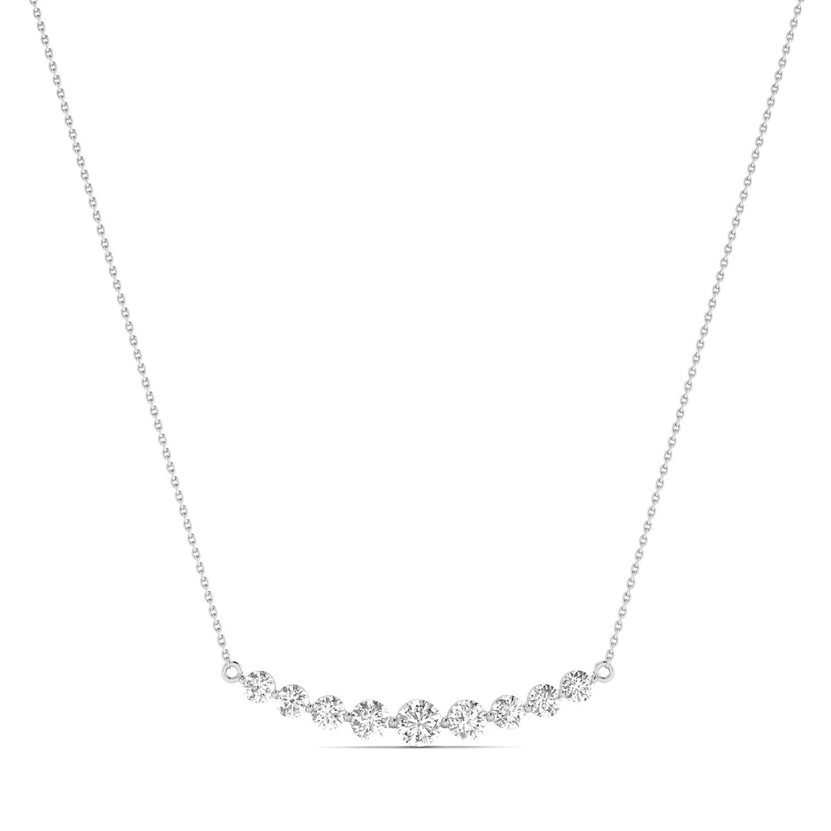 1 Carat TW 9 Stone Diamond Bar Necklace In 14K White Gold
