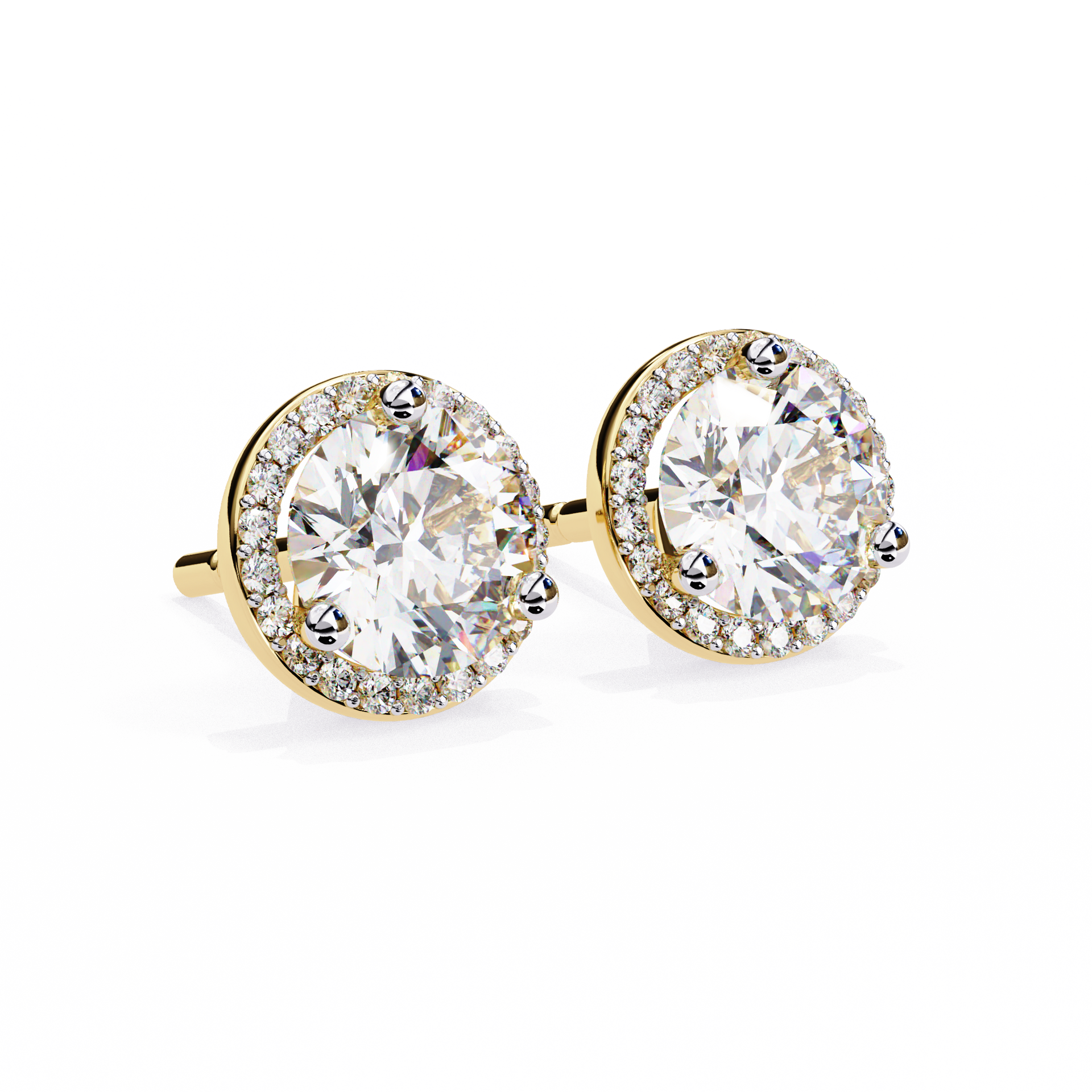 Round-Cut Lab-grown Diamond Halo Studs in 10K White Gold