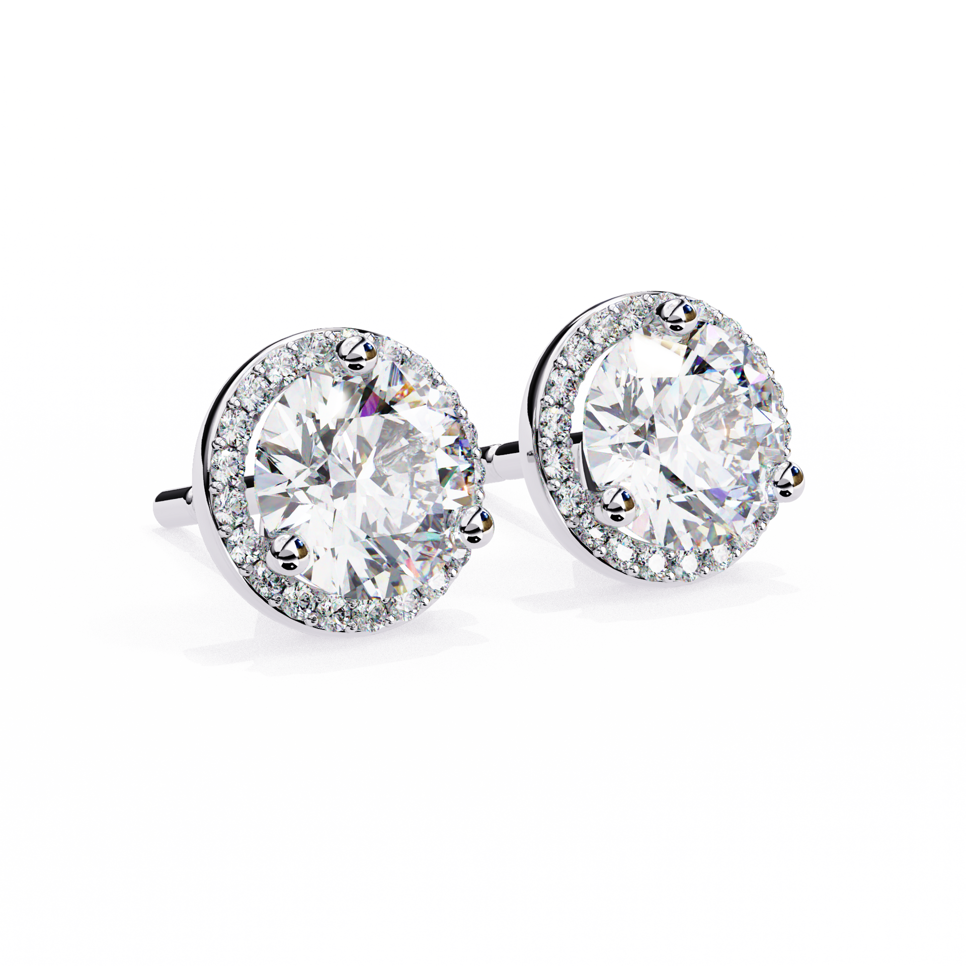 Round-Cut Lab-grown Diamond Halo Studs in 10K White Gold