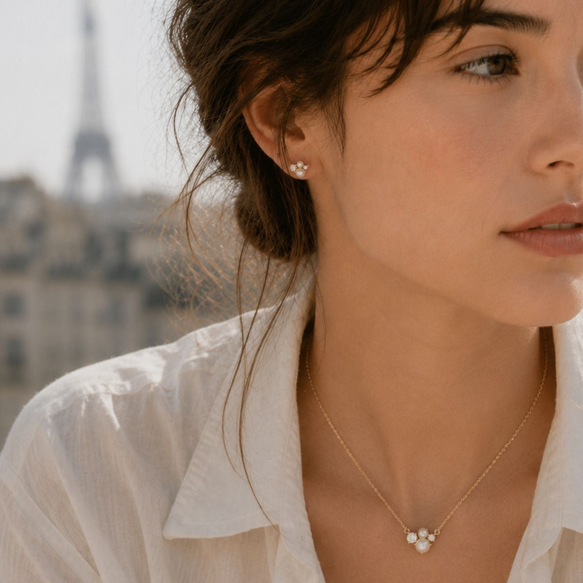 Aurora Diamond & Pearl Trio Necklace