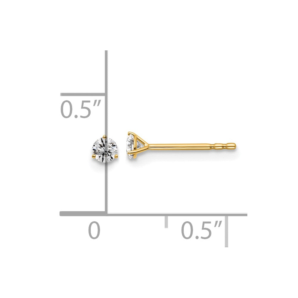 14k Yellow Gold 1/7 CT Round Lab Grown Diamond Stud Earrings VS Clarity D-E Color