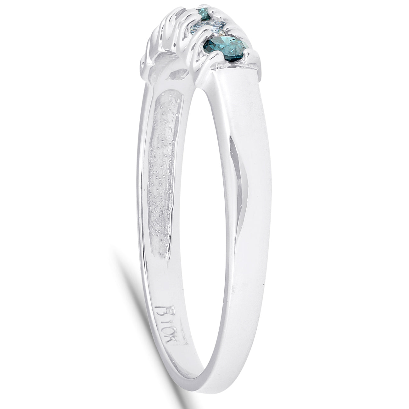 1/4ct Treated Blue & White Diamond 5-Stone Wedding Women's Ring 10K White Gold