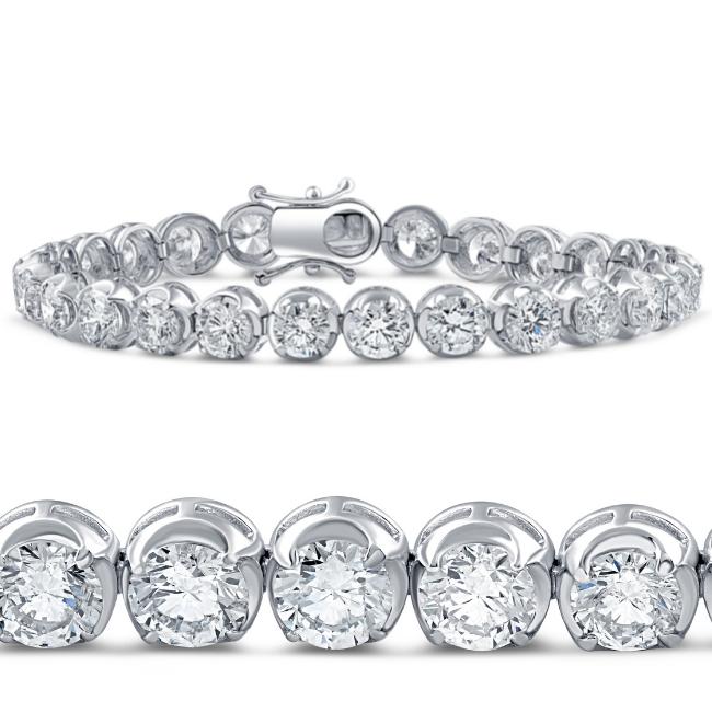 14.55Ct TW Round-Cut Diamond Tennis Bracelet 7' 18k White Gold Lab Grown
