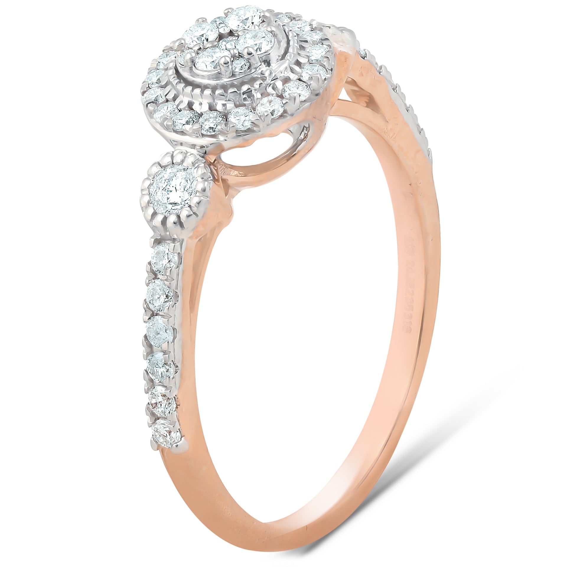1/2 Ct Diamond Round Halo Vintage Engagement Ring 10k Rose Gold