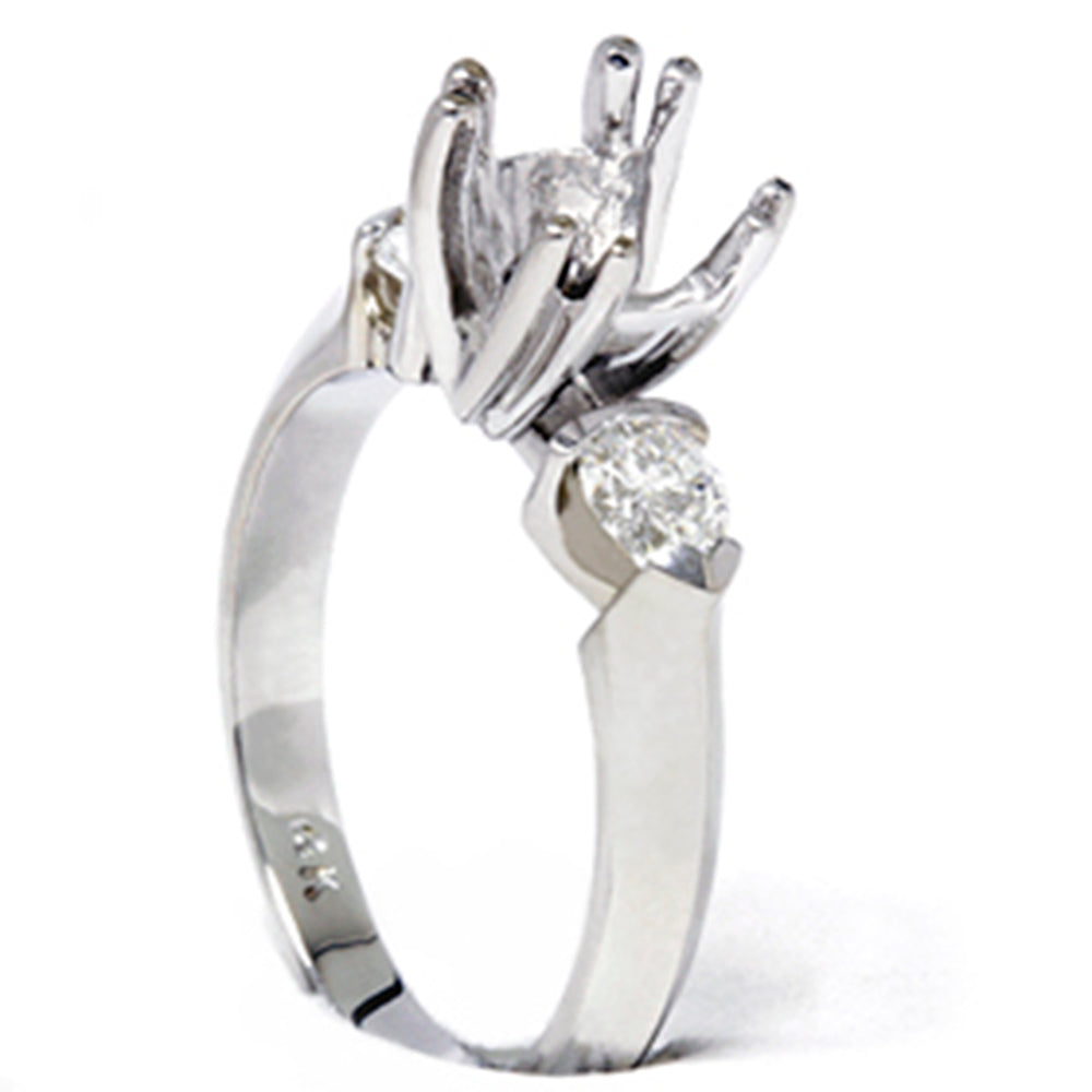 Pear Shaped Diamond Engagement Mount Ring Setting 14K White Gold