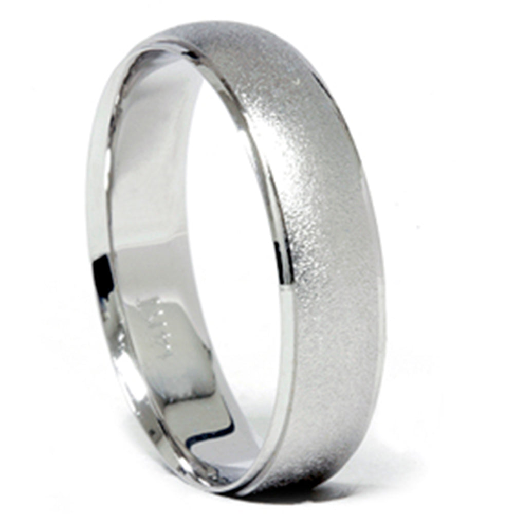 Satin Finish & Polished Edge Wedding Band 14K White Gold Size Selectable