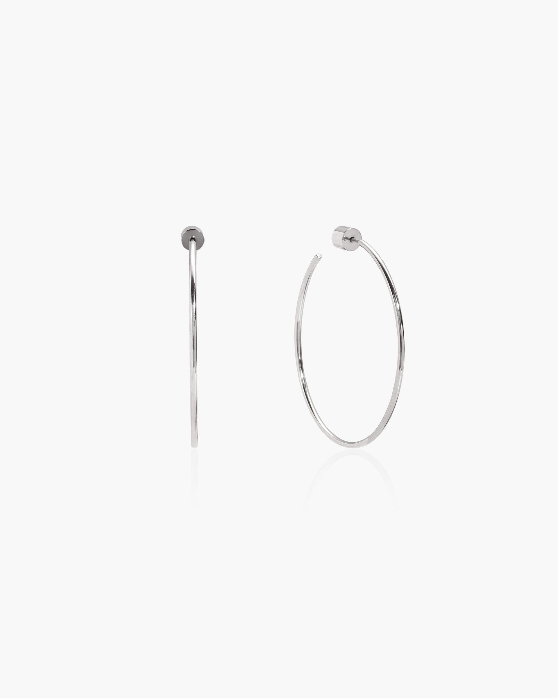 Silver Skinny Hoop Earrings