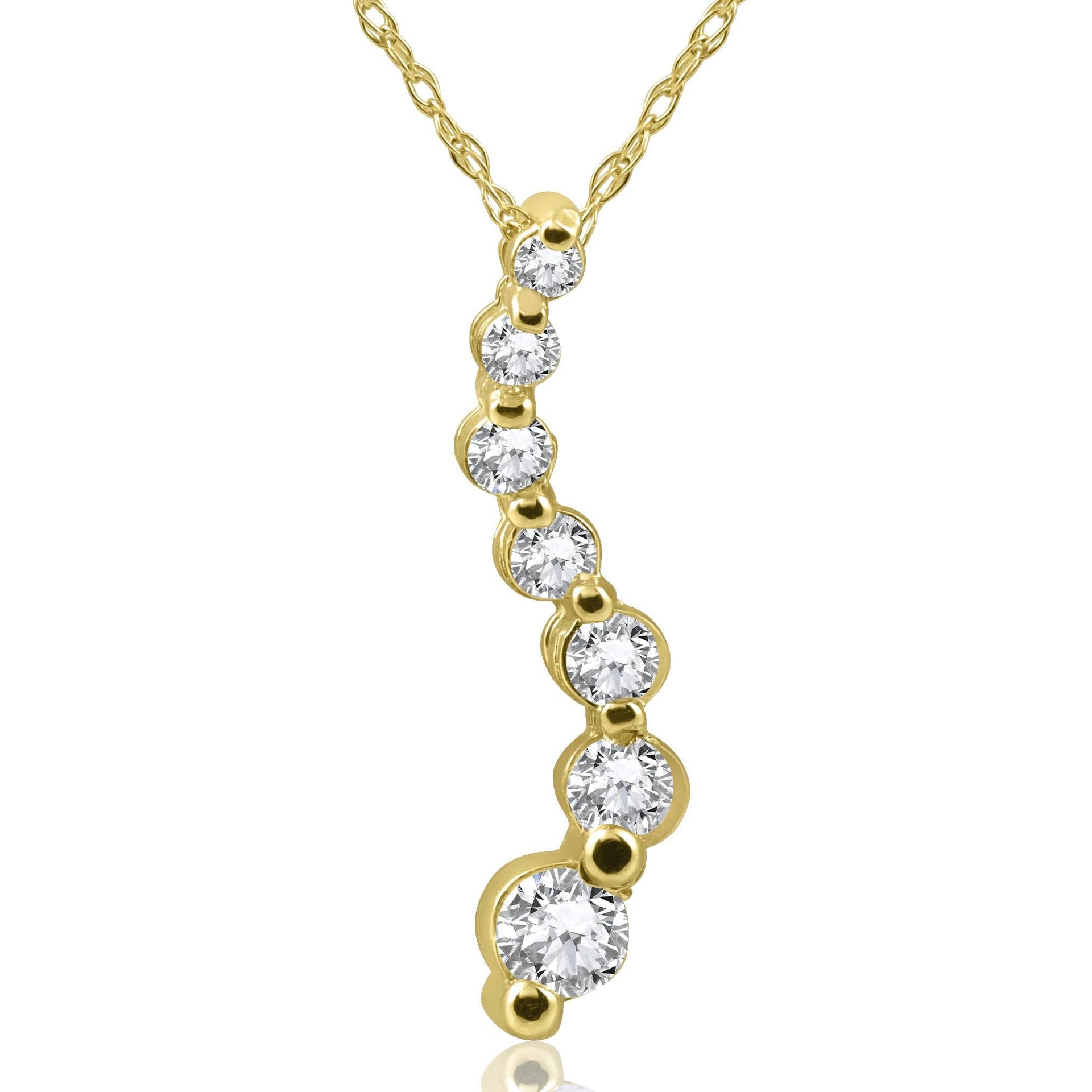 1/2 ct Diamond Journey Pendant Necklace 14K Yellow Gold