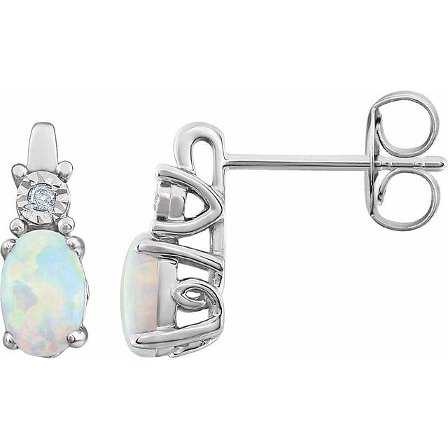 0.02Ct Lab-grown and Natural Diamond Earrings in 14K White Gold