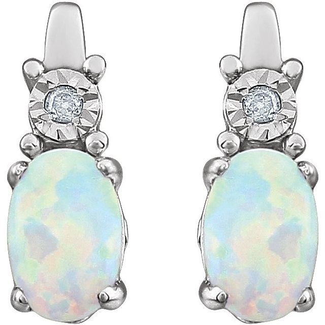 0.02Ct Lab-grown and Natural Diamond Earrings in 14K White Gold