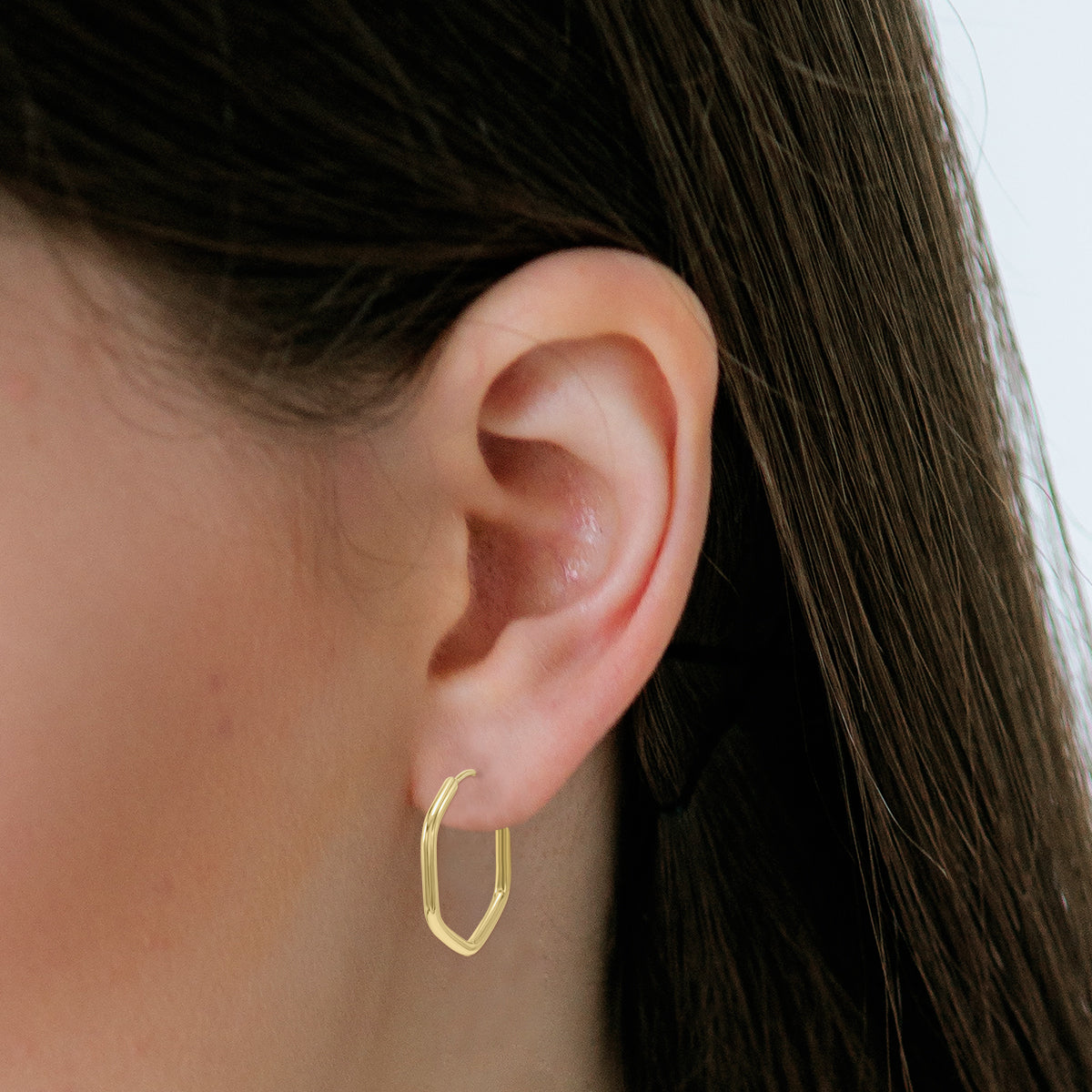 14K Yellow Gold Endless Hexagon Hoop Earrings