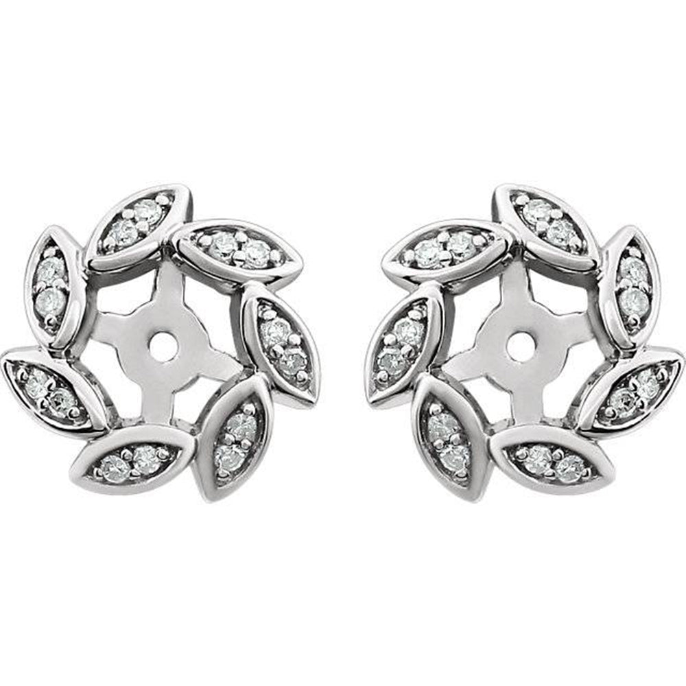 14Kt White 1/10 Ctw Diamond Earring Jackets (up to 4mm)