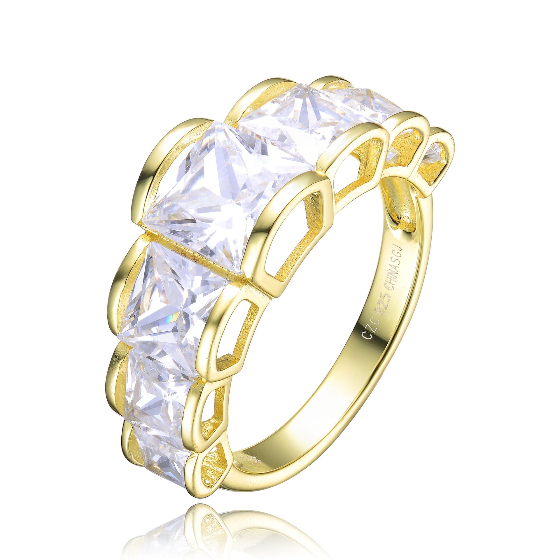 Sterling Sivlver Gold Plated Cubic Zirconia Vintage Ring