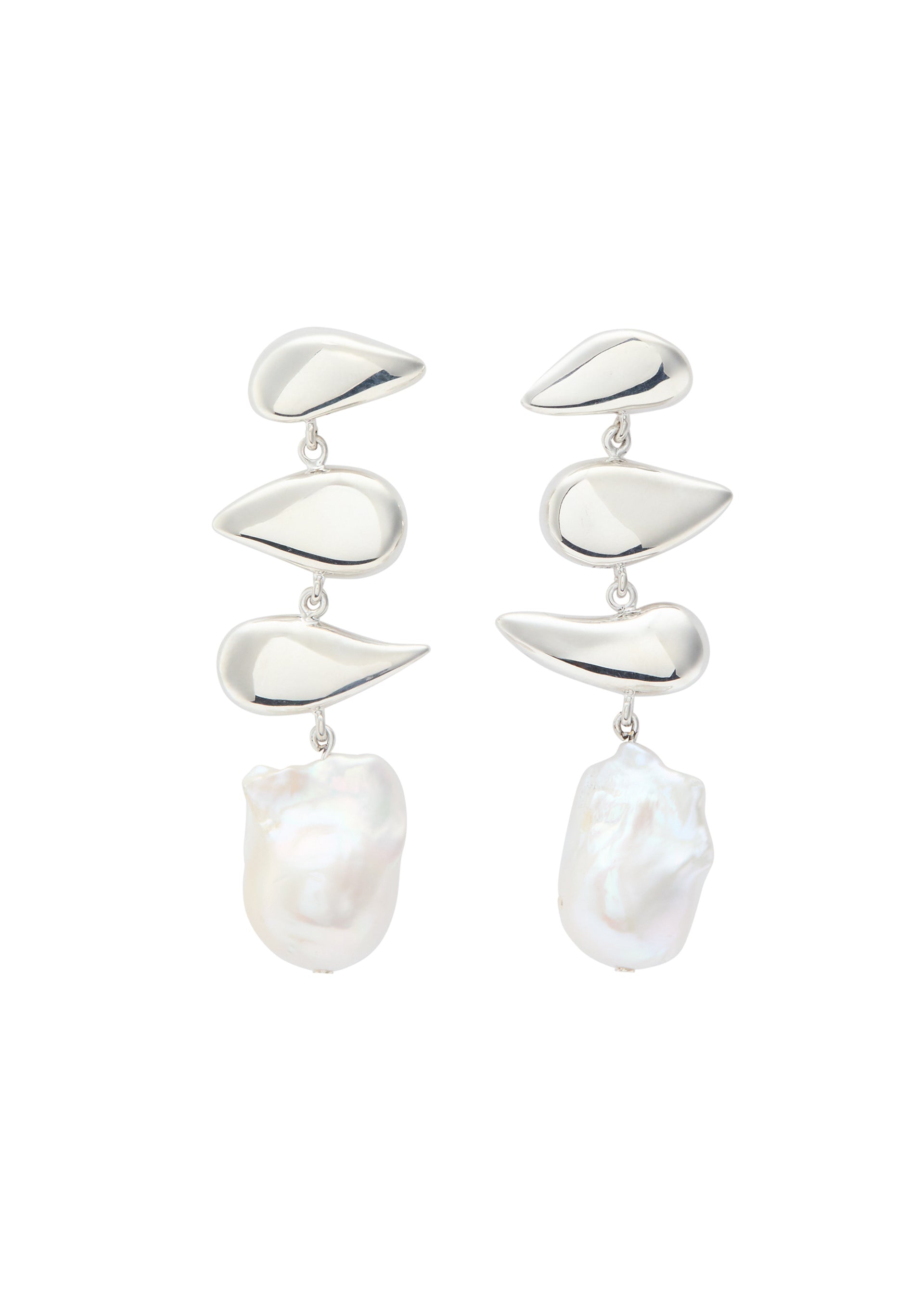 Flora pearl-embellished sterling silver drop earrings
