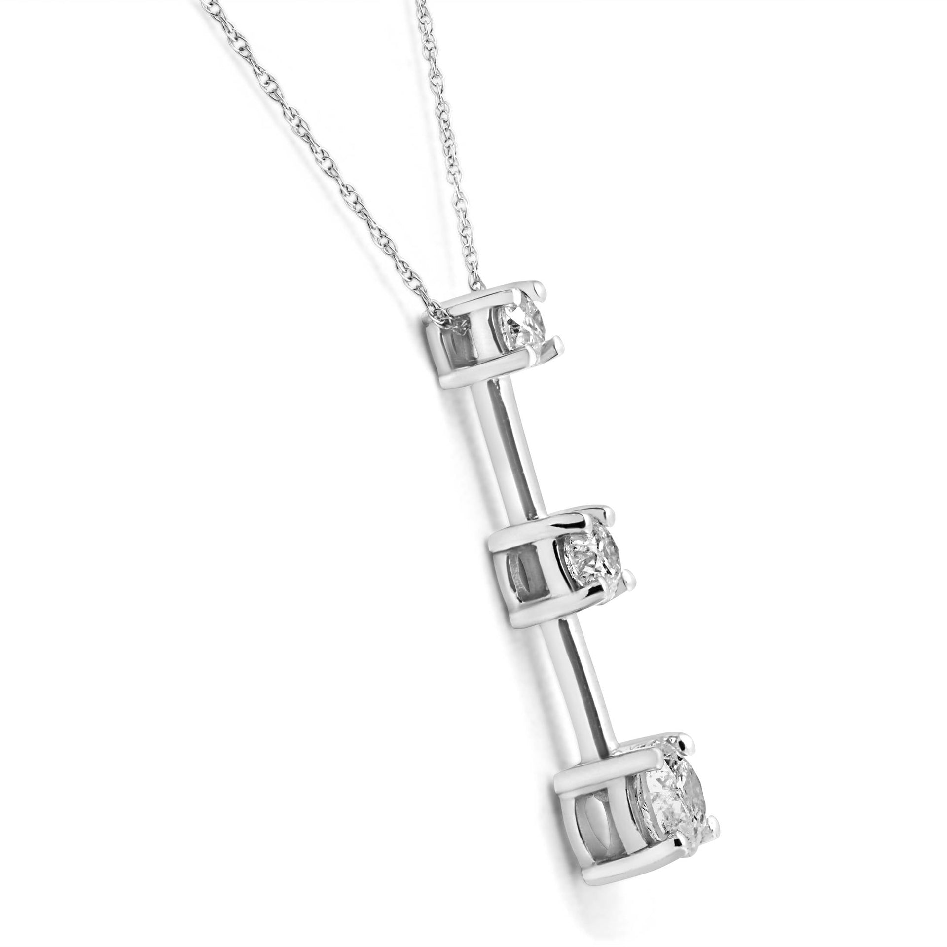 1 1/2 ct 3 -Stone Diamond Pendant 14k White Gold