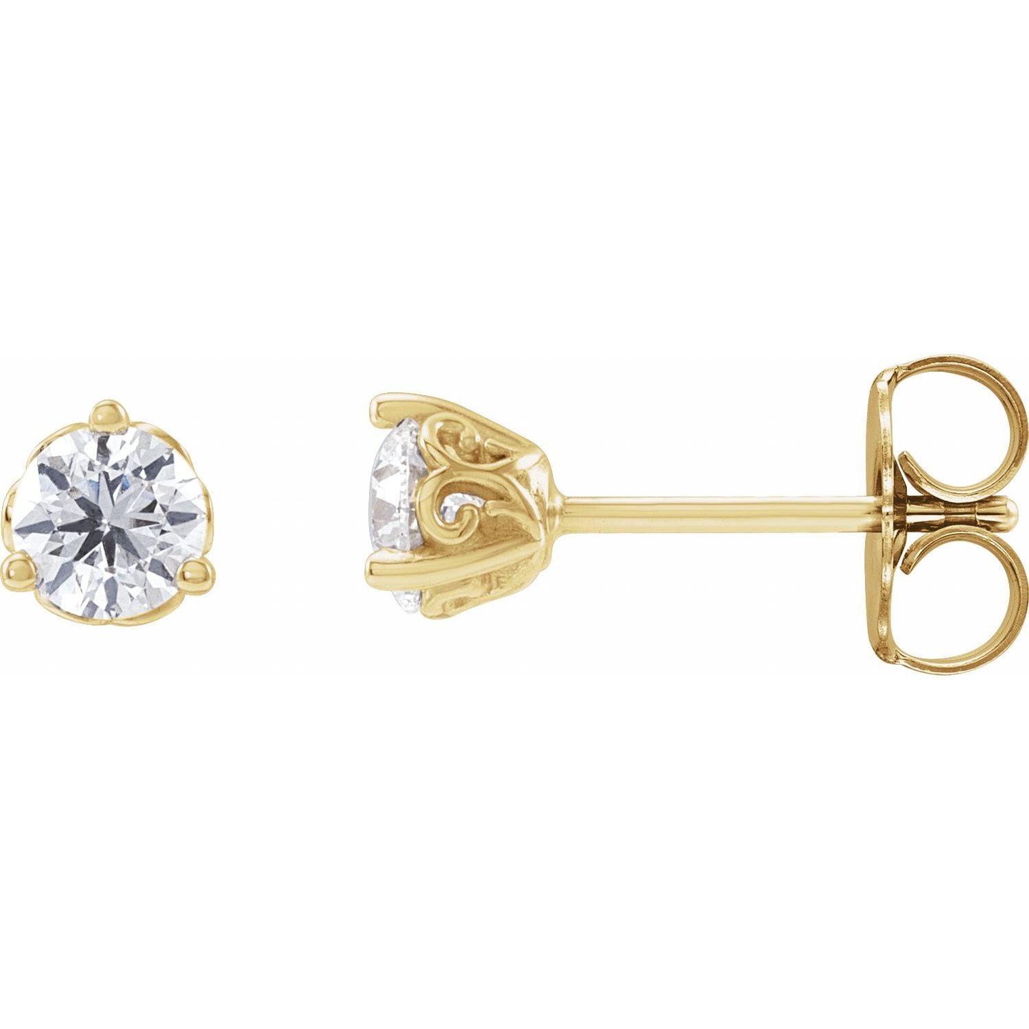 14K Gold 1/2 CT Lab-grown Diamond Scroll Earrings Clarity SI Color G-H