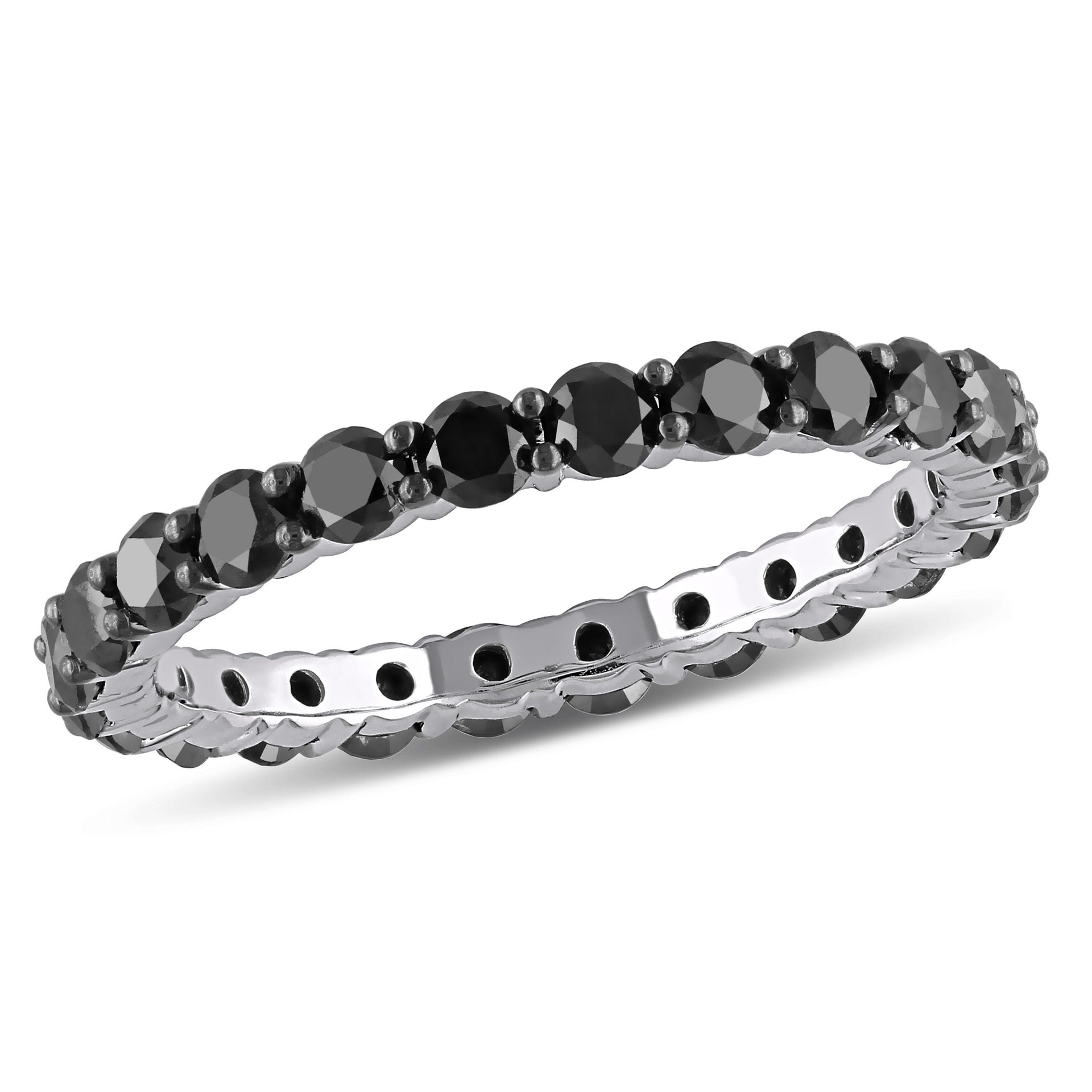 Mimi & Max 2ct TW Black Diamond Eternity Band 14k White Gold