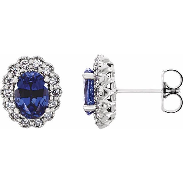 1.3Ct Lab-grown and Natural Diamond Earrings in 14K White Gold