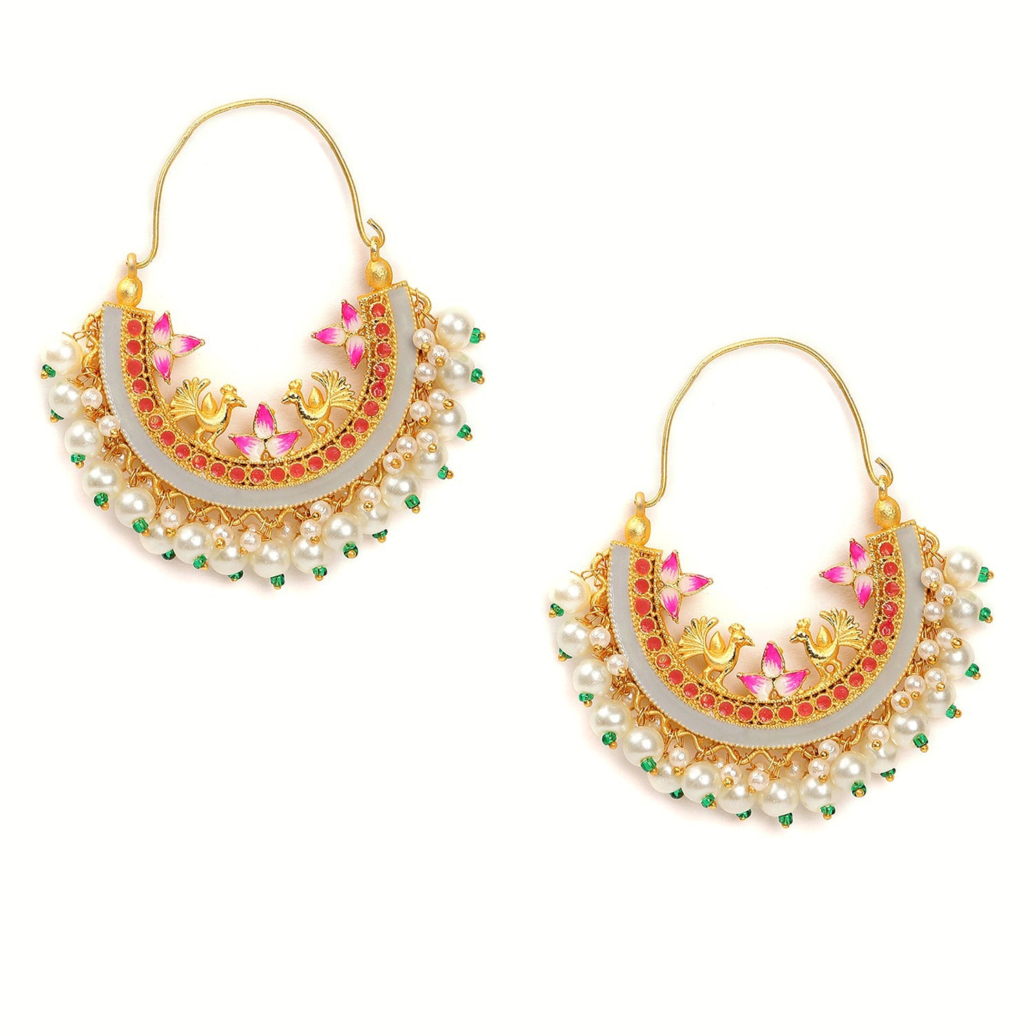 Gold-plated Meenakari Chandbalis