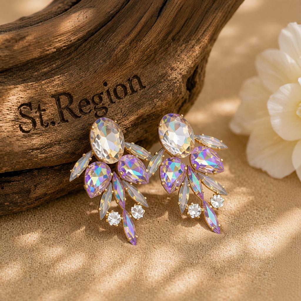 Champagne Crystal & Cubic Zirconia Drop Earrings