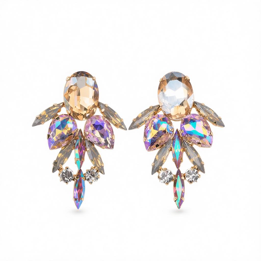 Champagne Crystal & Cubic Zirconia Drop Earrings