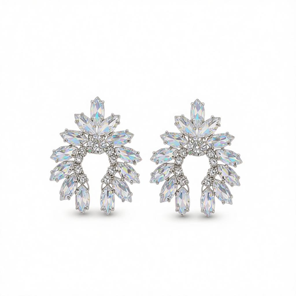 Crystal & Cubic Zirconia Curved Stud Earrings