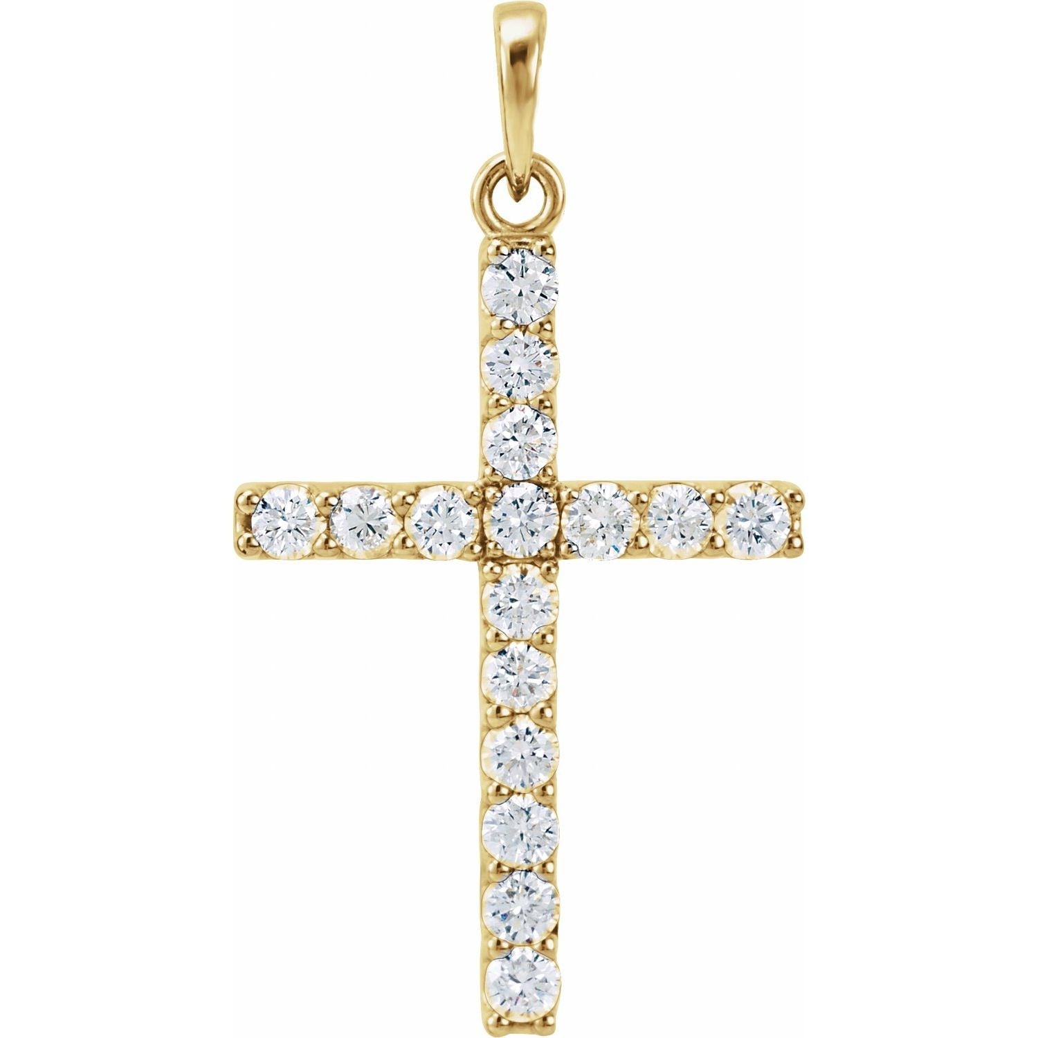 14k Gold 1/4ct Lab-grown Diamond Cross Pendant