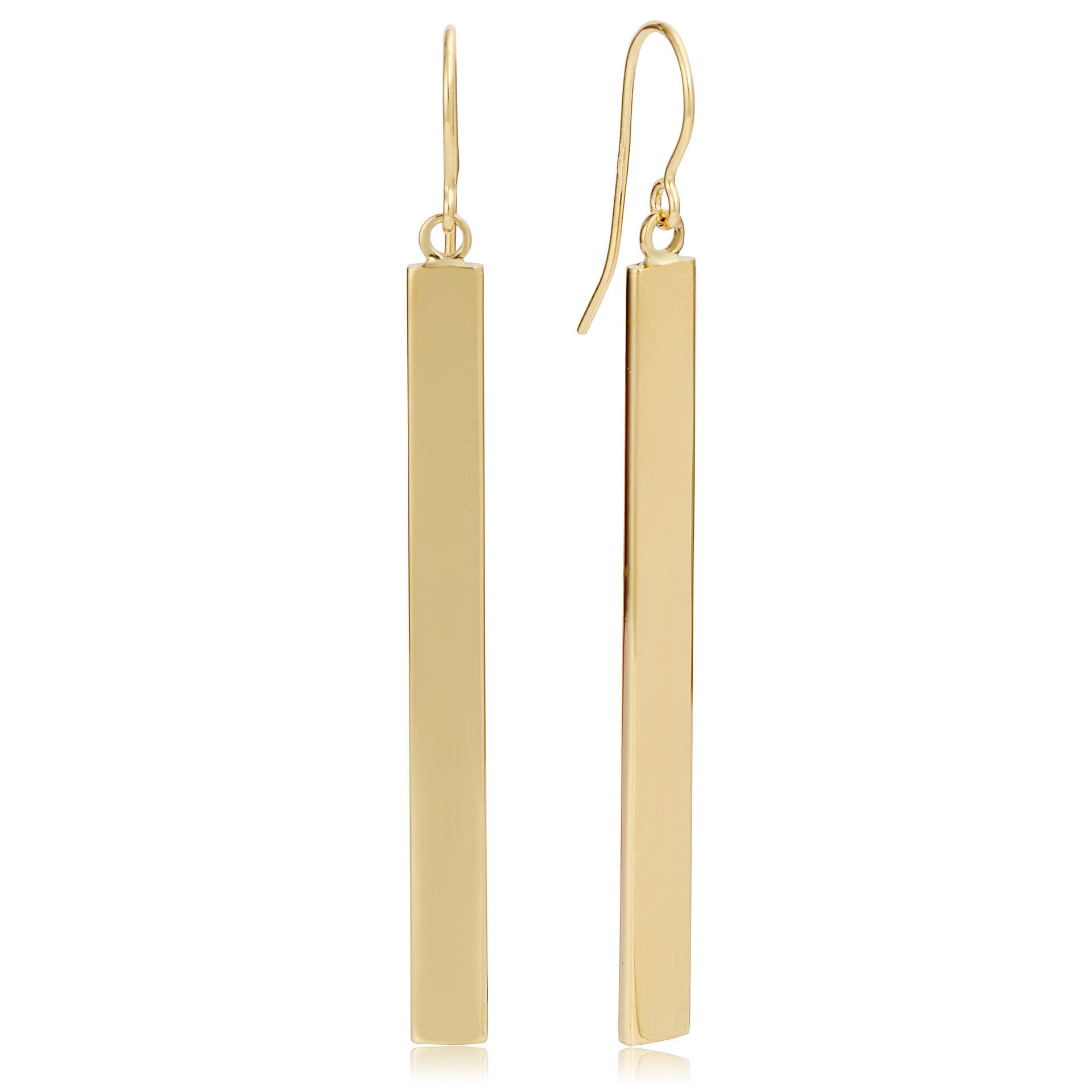 14k Yellow Gold High Polish Bar Drop Earrings (4 mm wide x 41 mm long)