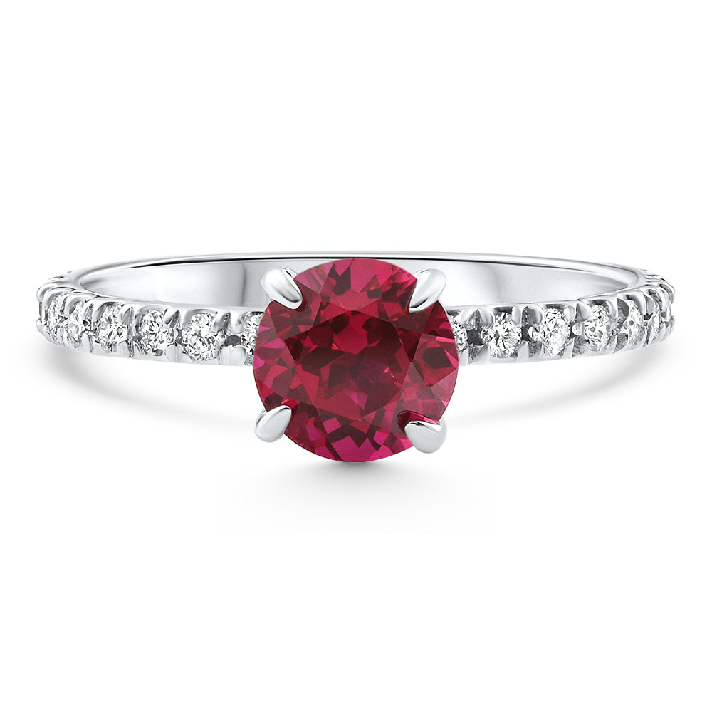 VS 1Ct Round Ruby Diamond Ring 10k Gold Lab Grown