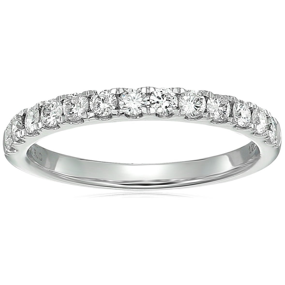 1/2 Cttw Round Diamond Wedding Band For Women In 14K White Gold 13 Stones Prong Set