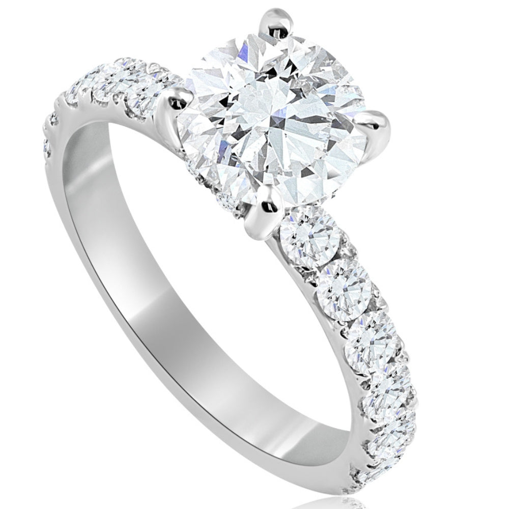 3 1/4 ct TW Round Diamond Engagement Ring 14k White Gold Lab Grown