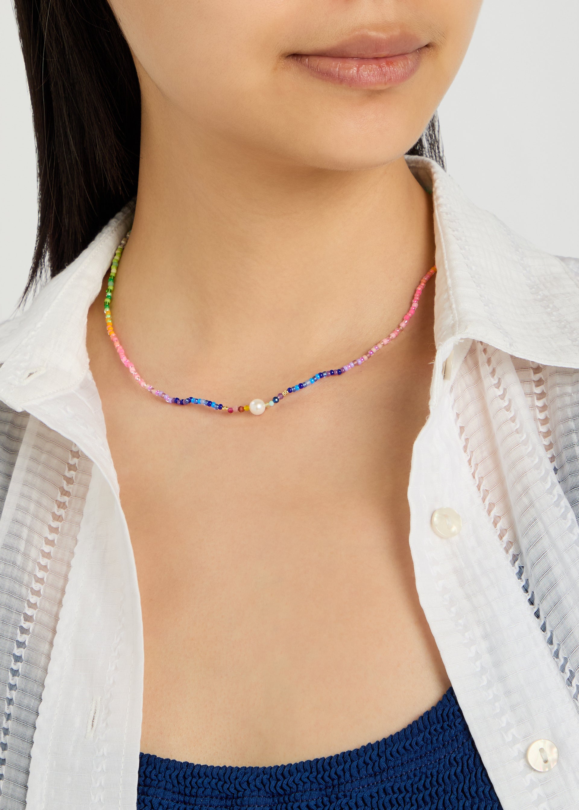 Capri beaded 18kt gold-plated necklace