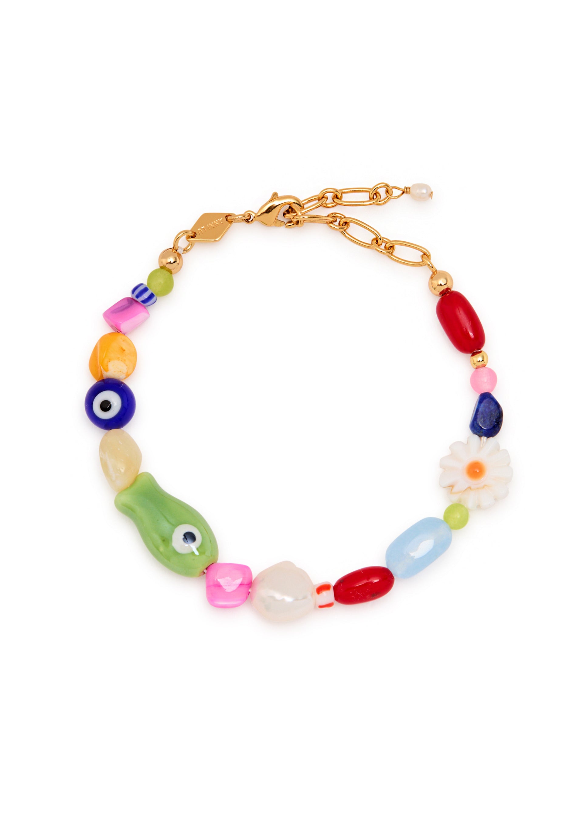 Happy beaded 18kt gold-plated bracelet