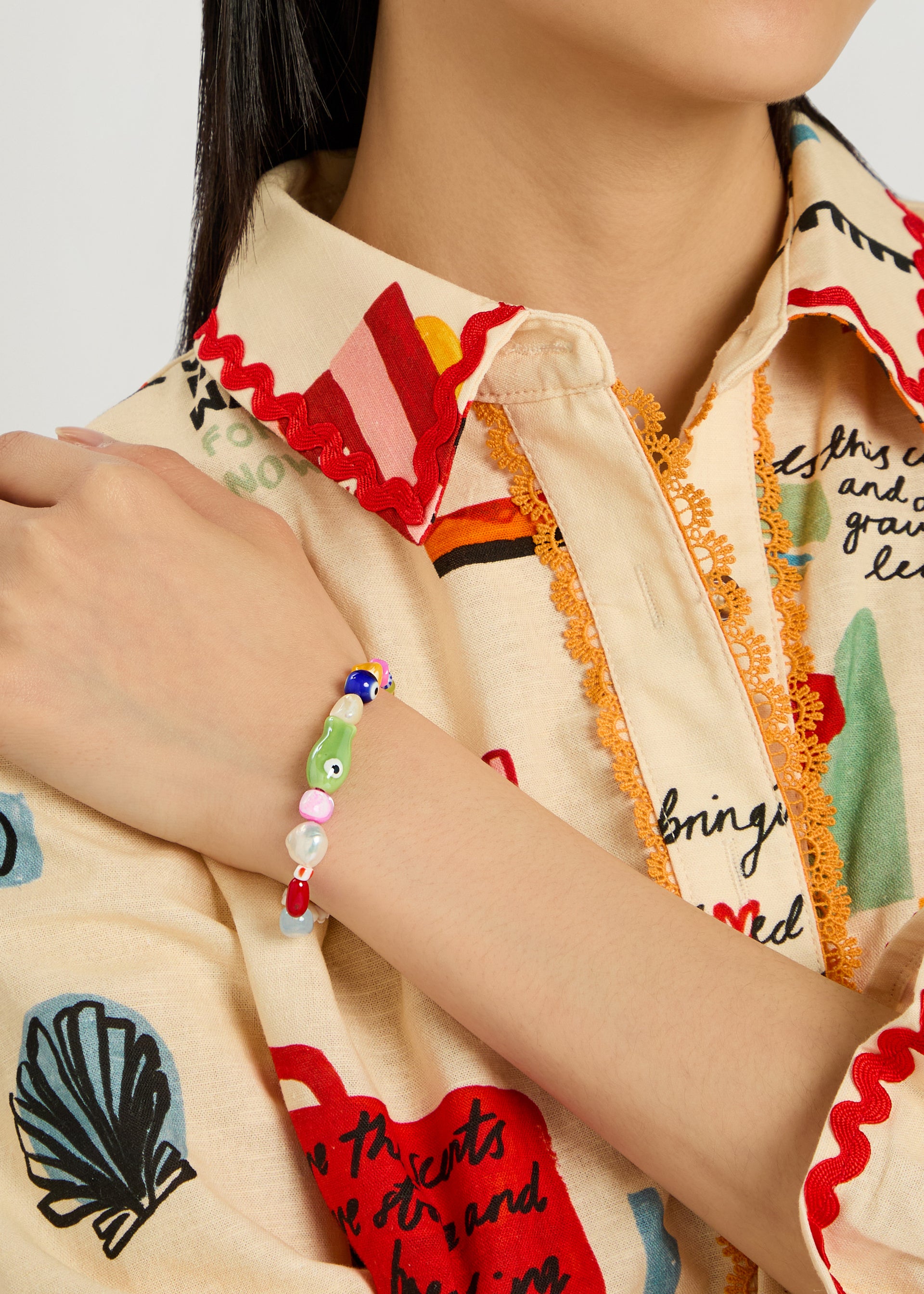 Happy beaded 18kt gold-plated bracelet