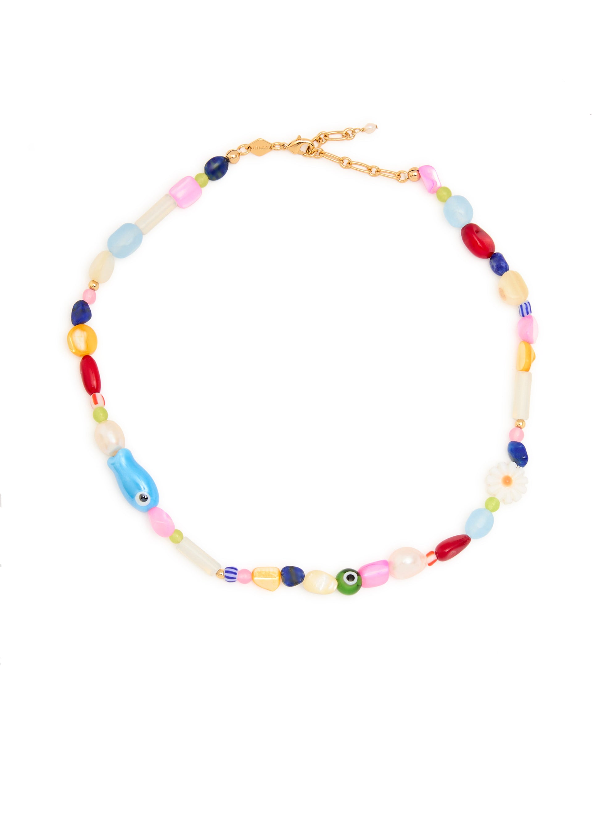 Happy beaded 18kt gold-plated necklace