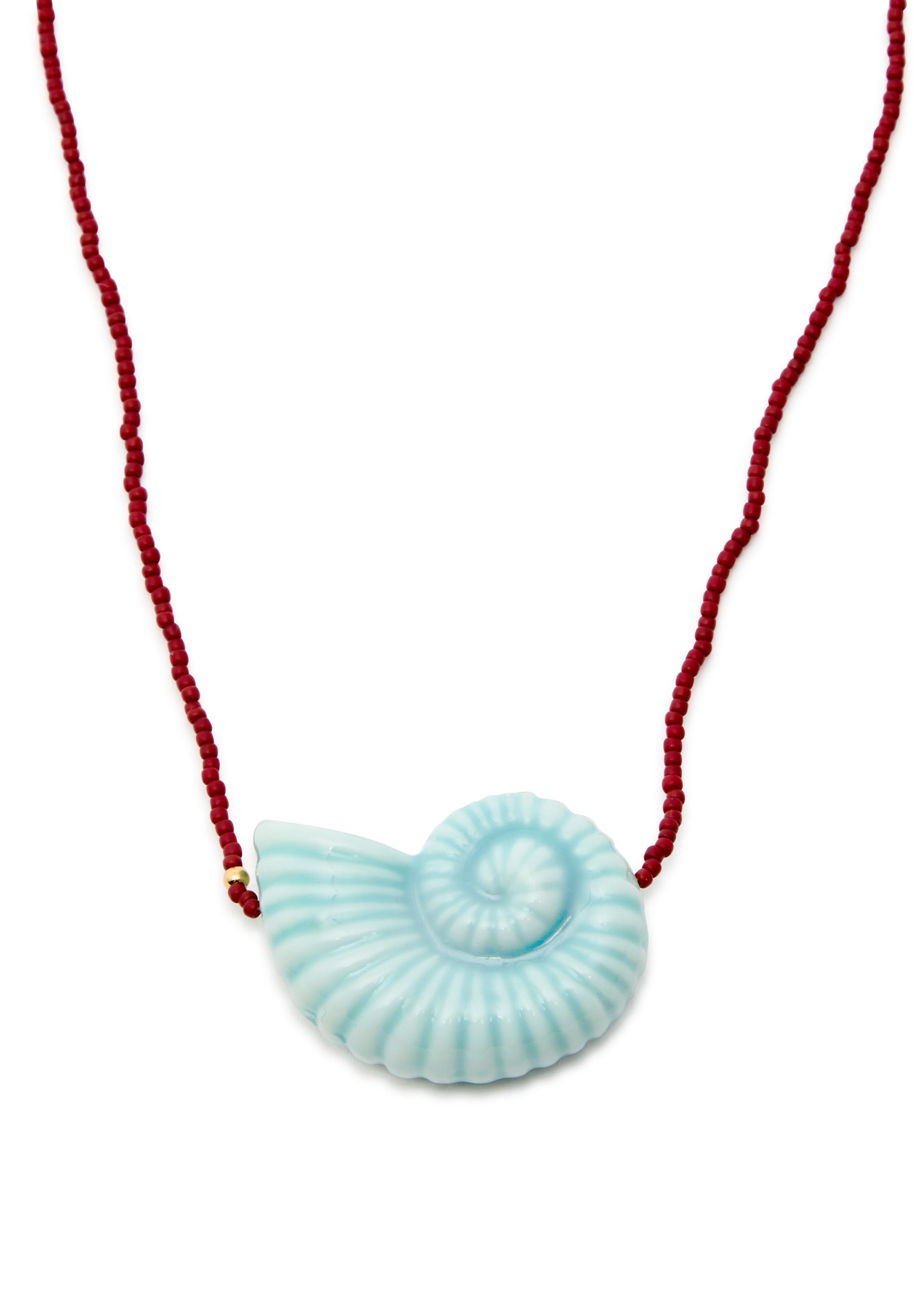Nautilus beaded 18kt gold-plated necklace
