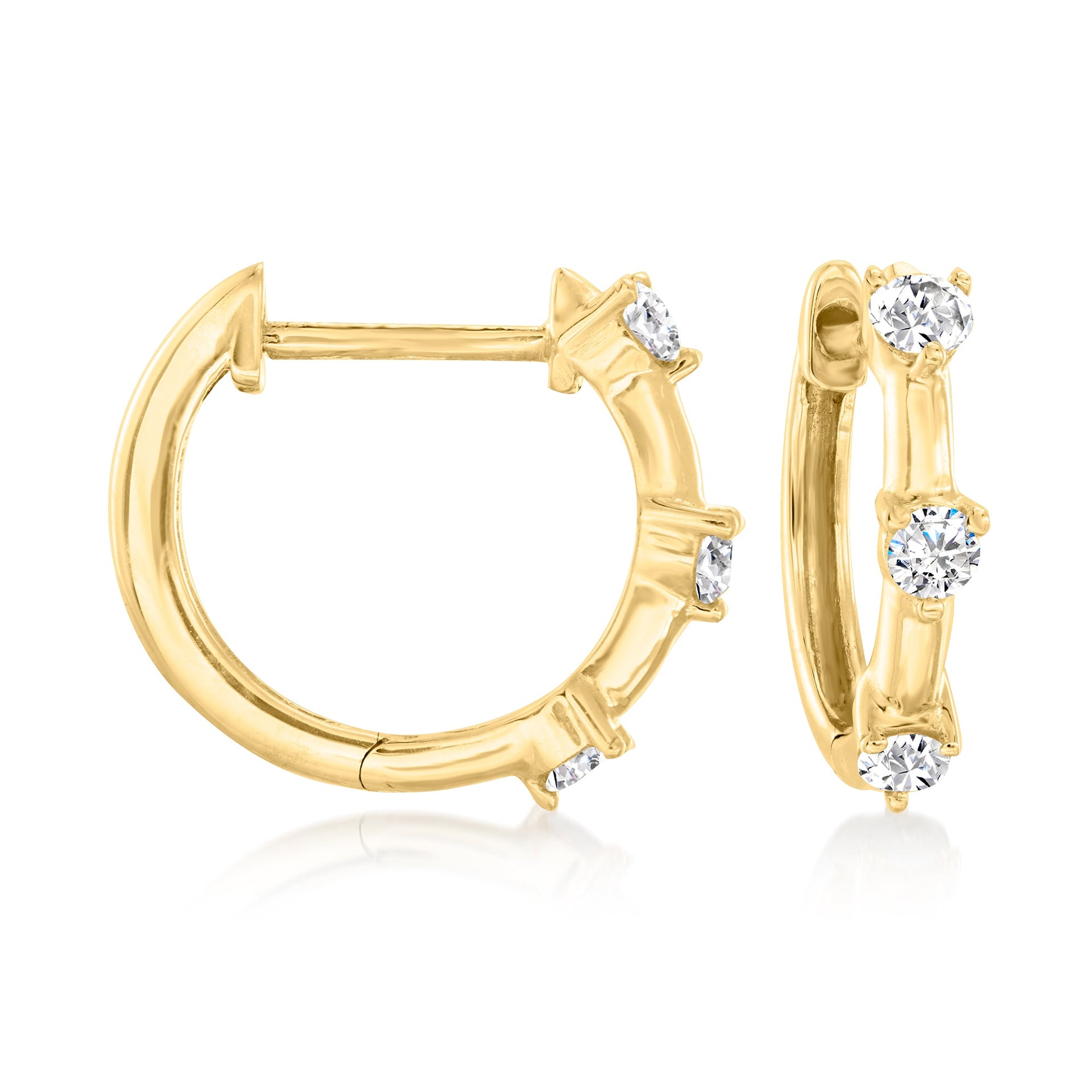 Canaria Diamond Huggie Hoop Earrings in 10kt Yellow Gold