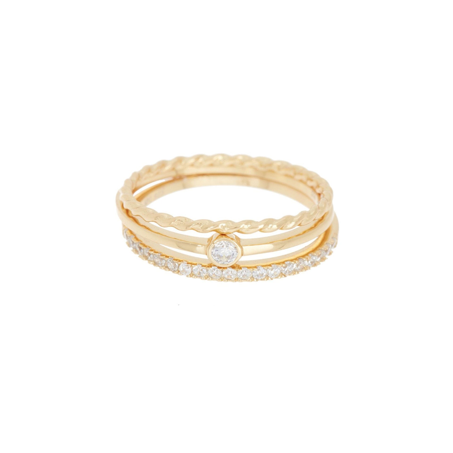 14k Gold Plated Three Band Ring Set