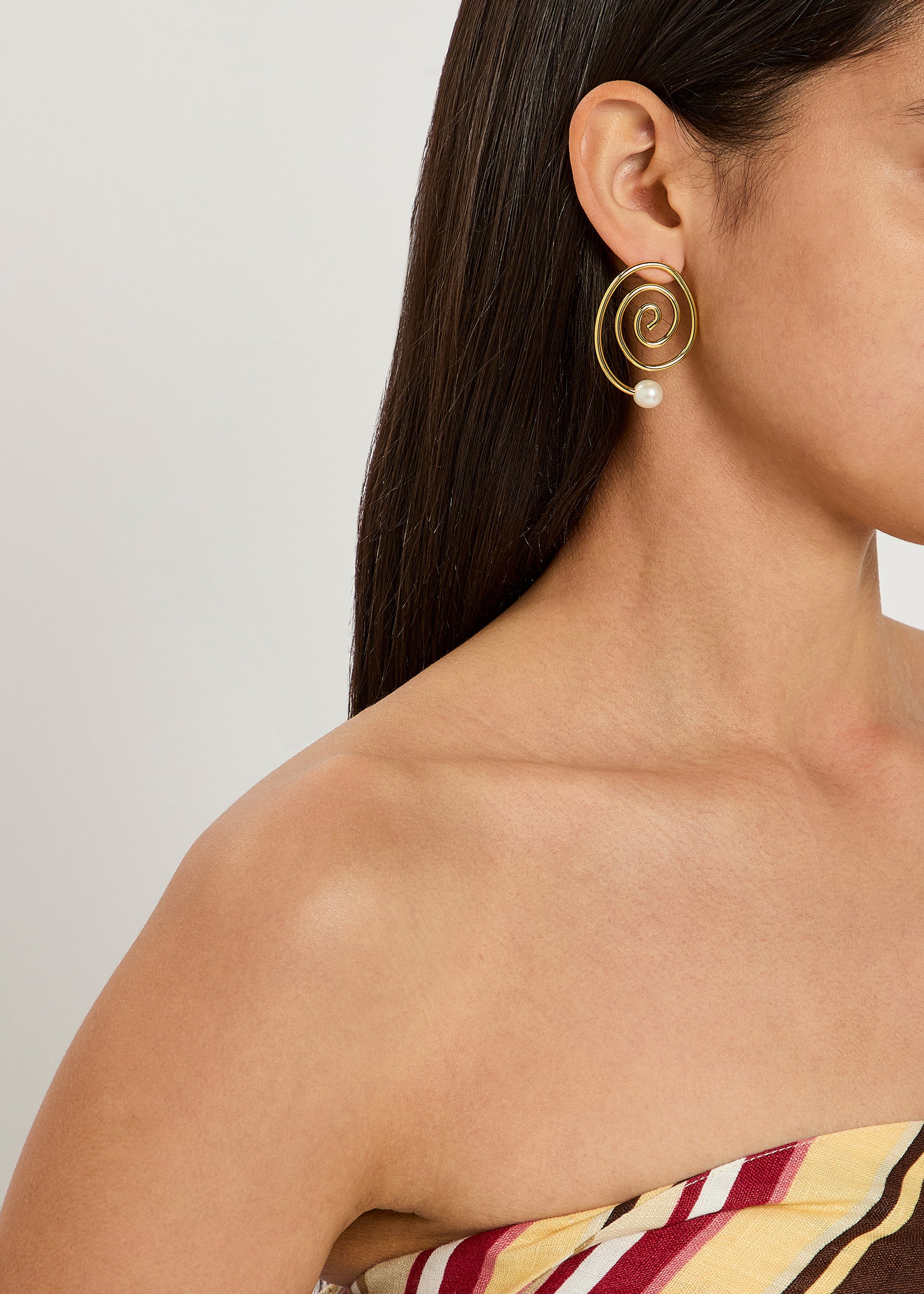 Espiral 18kt-gold plated drop earrings