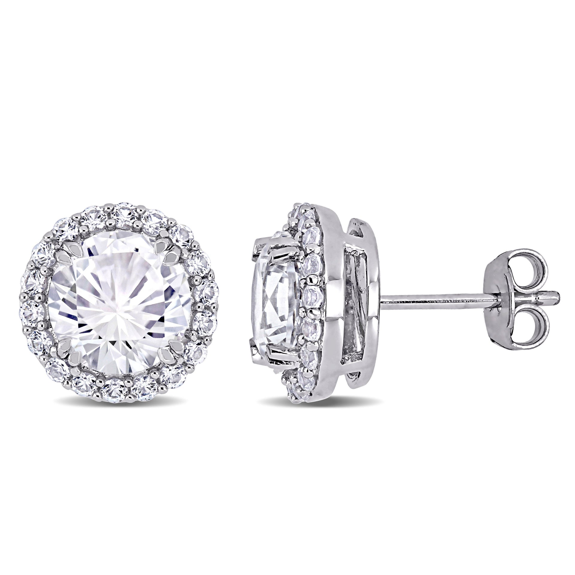 5 1/2 ct TW Created White Sapphire Halo Stud Earrings in Sterling Silver