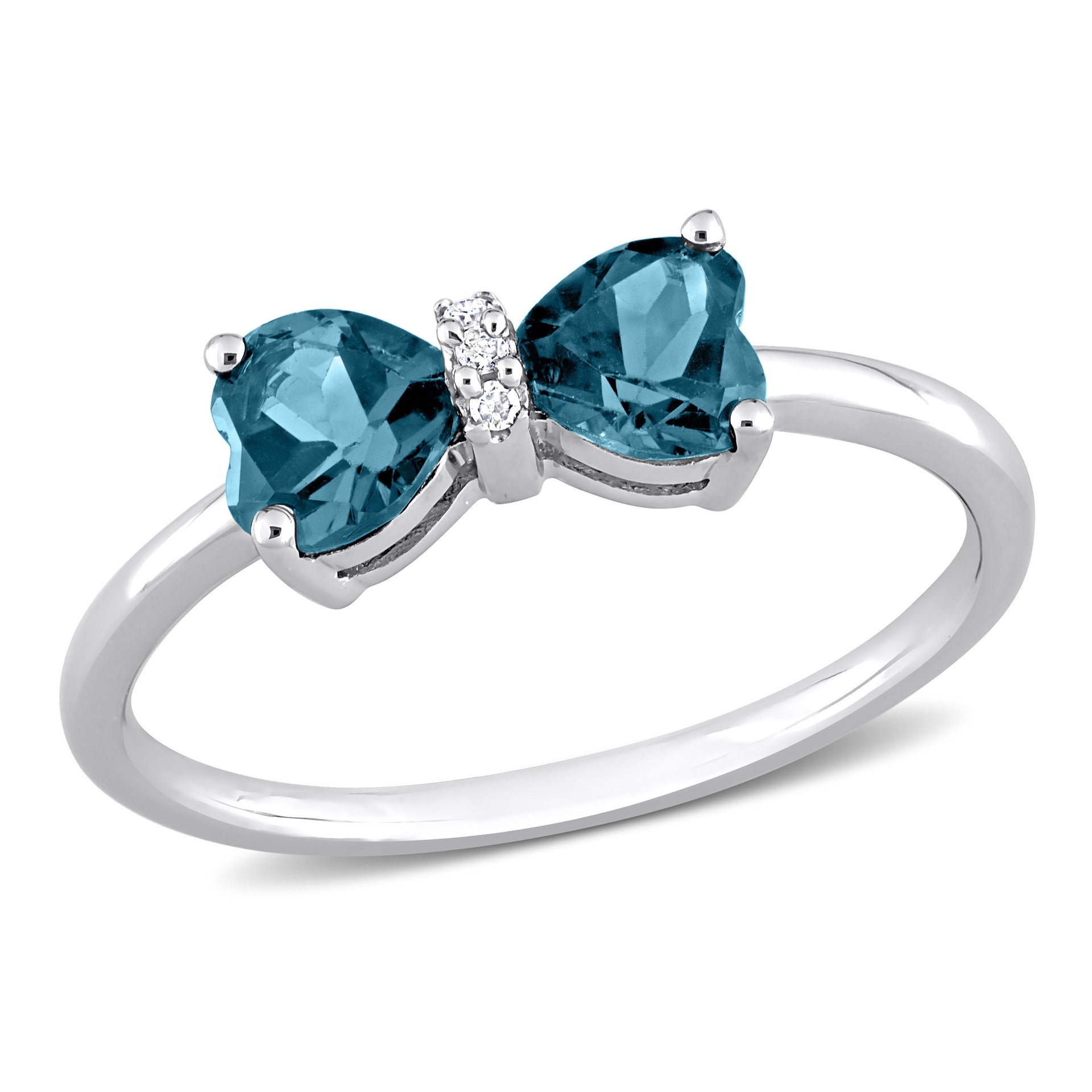 Mimi & Max 1ct TGW London Blue Topaz and Diamond Accent Ring in 10k White Gold