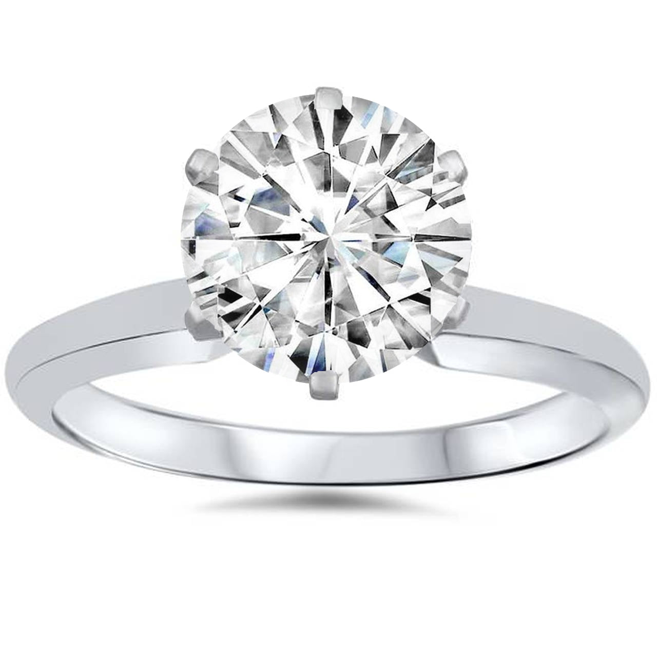 VVS 3ct Solitaire Moissanite Engagement Ring Round Brilliant 14k White Gold