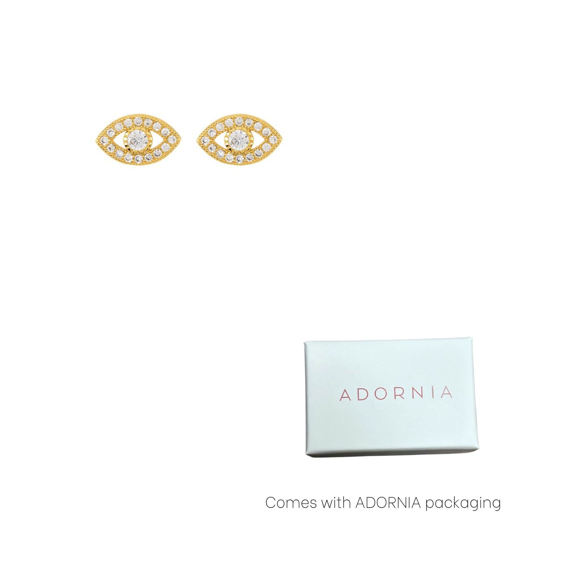 Adornia Crystal Evil Eye Studs gold