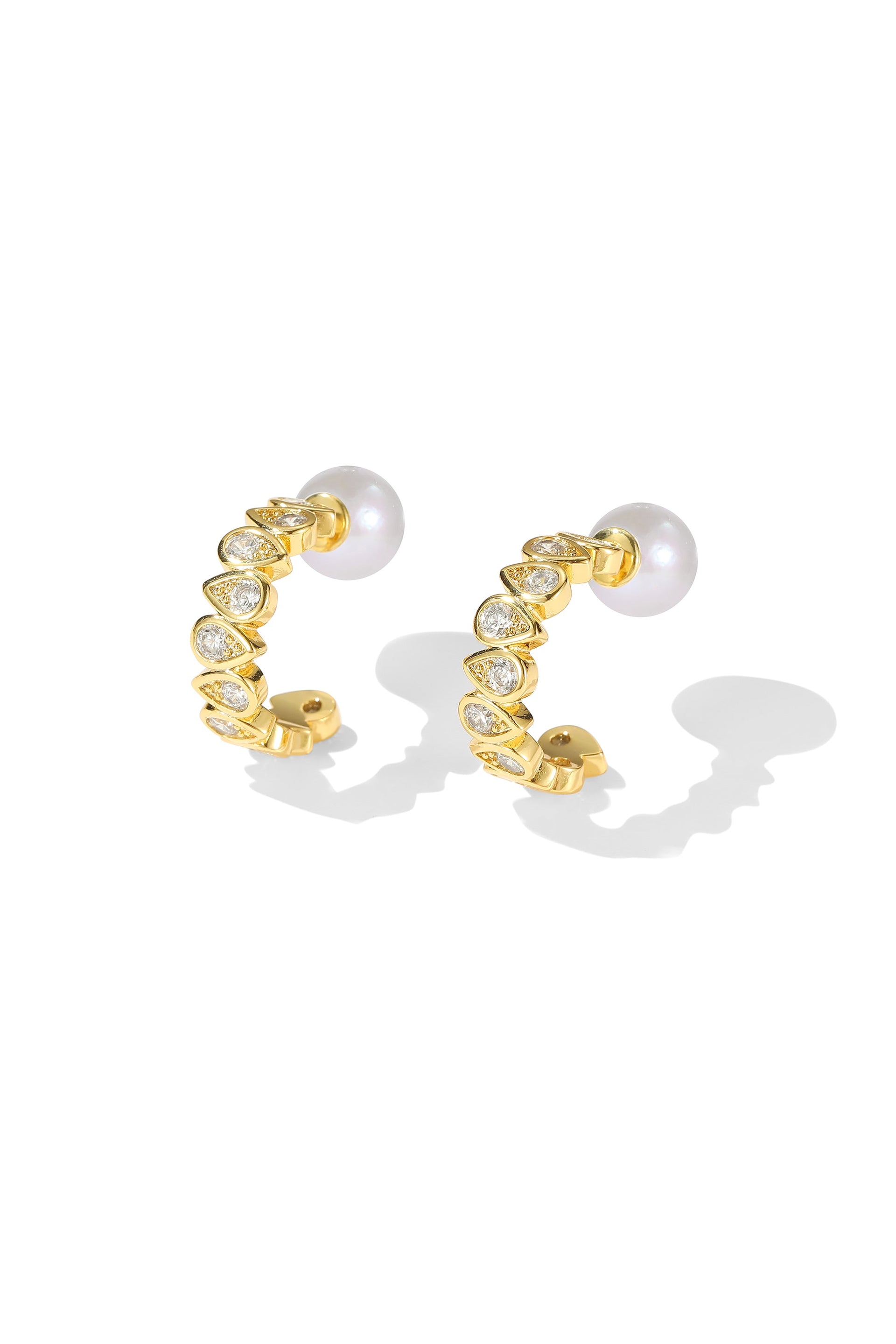 Golden Teardrop Zirconia Earrings