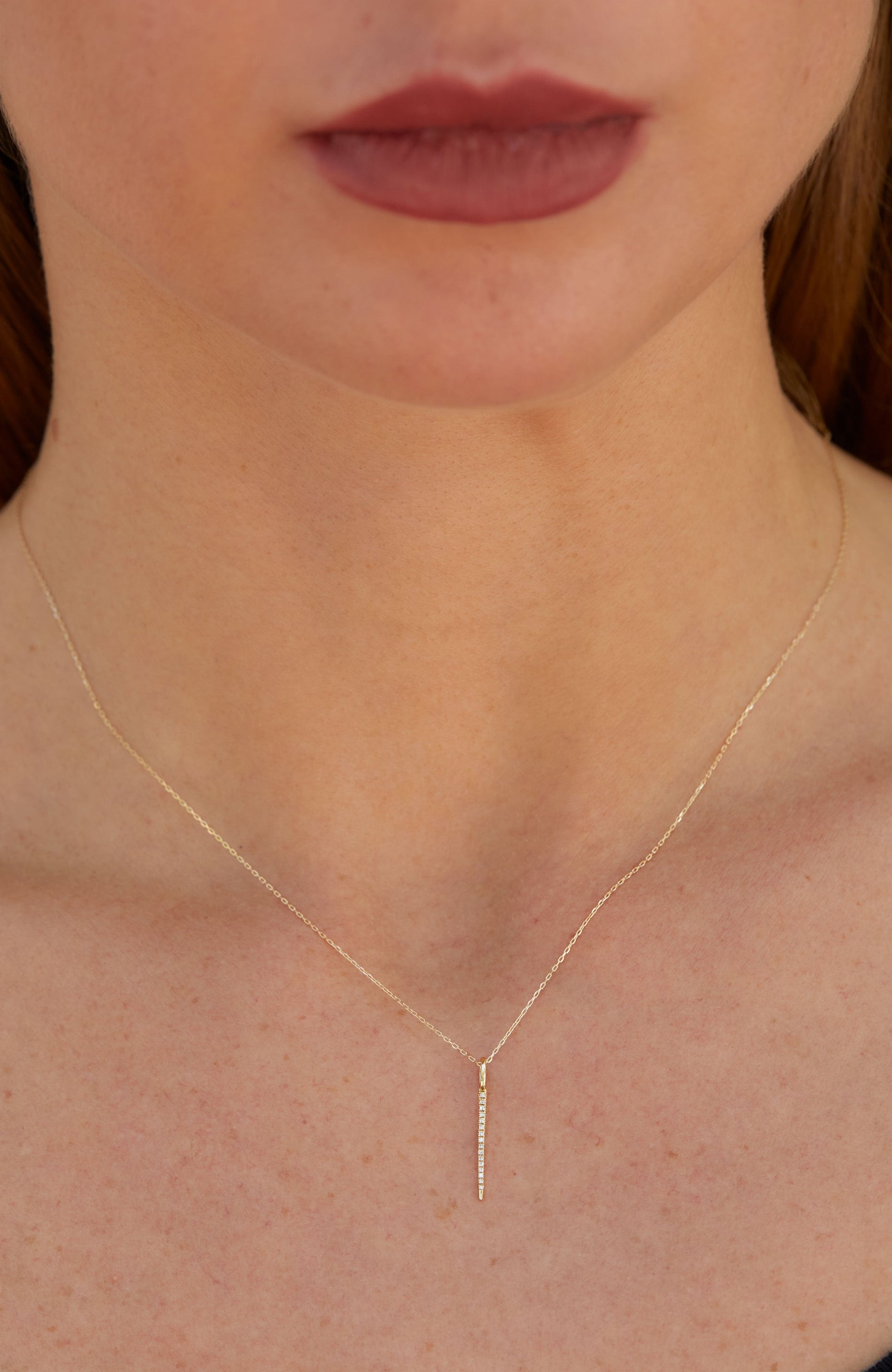 14KT GOLD 0.03TCW DIAMOND SPIKE NECKLACE